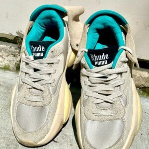 Puma Rhude Chinchilla Sneakers with Teal Highlights